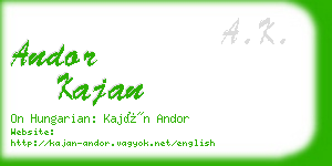 andor kajan business card